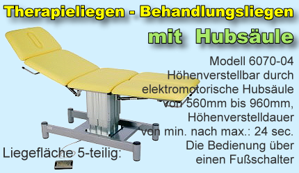 Untersuchungsliegen Therapieliegen-mit-Hubmittelsaule